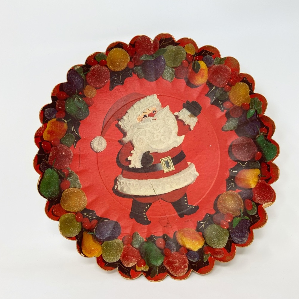 Vintage 1960s Santa Hallmark Pressed Paper Bowl | Fun Christmas Decor